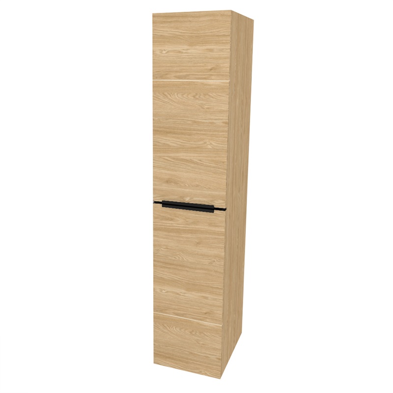 Mailo, koupelnová skříňka vysoká 170 cm, černé madlo, Multidecor, Arktická šedá